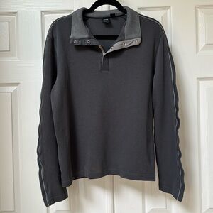 Hugo Boss Sweater Mens Large 1/4 Button Up Pullover Gray Sweatshirt